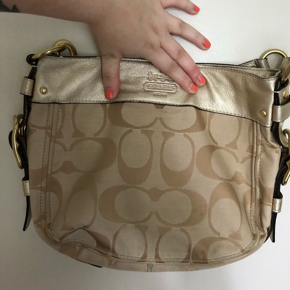 Coach handbag champagne gold cream tan color